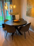 Ronde Mango Eettafel met Spinpoot - 130cm, Huis en Inrichting, Tafels | Eettafels, Ophalen, 100 tot 150 cm, Rond, Nieuw