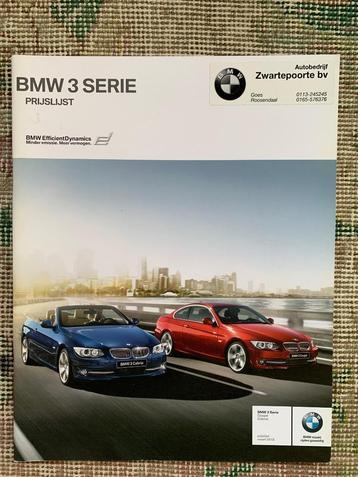 Nederlandse prijslijst BMW 3-serie coupe en cabrio E90 2010 beschikbaar voor biedingen