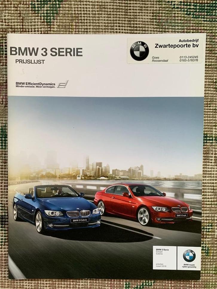 Nederlandse prijslijst BMW 3-serie coupe en cabrio E90 2010, Boeken, Auto's | Folders en Tijdschriften, Nieuw, BMW, Ophalen of Verzenden