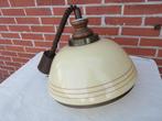 vintage hanglamp met trekveer, Gebruikt, Glas, Ophalen