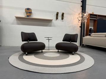 2 Nieuw Leolux Pallone Fauteuils Bruin leer Design stoel beschikbaar voor biedingen