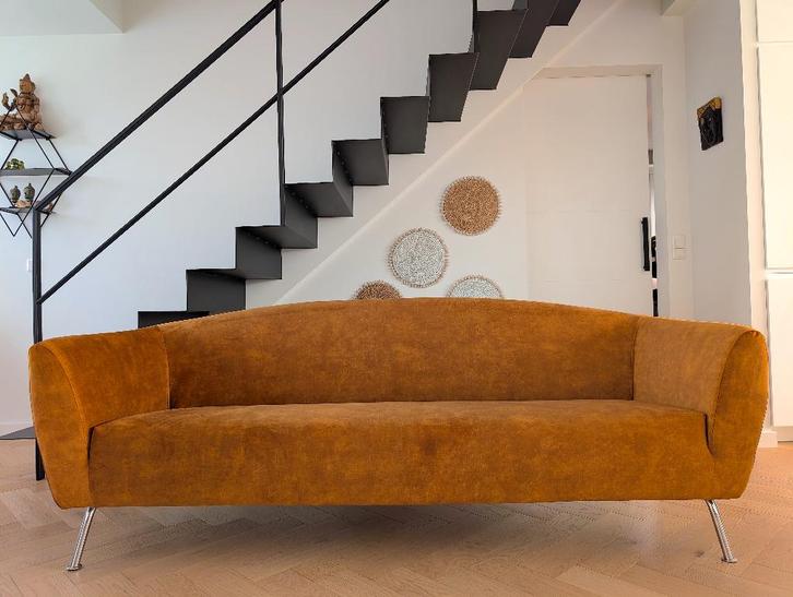 Gelderland 6250 3-zits velours goud, Huis en Inrichting, Banken | Bankstellen, Zo goed als nieuw, Rechte bank, Driepersoons, 200 tot 250 cm