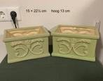 2×  plantenbakje, bloempotten, bakjes, pastel groen keramiek, Huis en Inrichting, Ophalen of Verzenden, Zo goed als nieuw