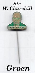 sp211 (groen ) speldje van Sir Winston Churchill, Verzamelen, Gebruikt, Ophalen of Verzenden, Speldje of Pin, Overige onderwerpen