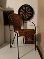 4 rieten stoelen met giet ijzeren onderstel, Huis en Inrichting, Stoelen, Ophalen, Zo goed als nieuw, Bruin