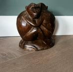 Antiek  houten beeldje van twee apen., Antiek en Kunst, Ophalen of Verzenden