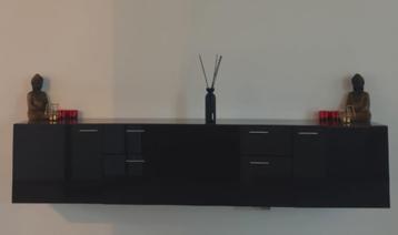Dressoir zwevend antraciet hoogglans