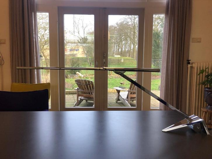 2 luxe design bureaulampen, Huis en Inrichting, Lampen | Tafellampen, Zo goed als nieuw, Minder dan 50 cm, Metaal, Ophalen
