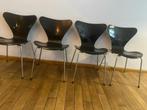 7 vlinderstoelen zwart jaren60-jaren90 Fritz Hansen, Ophalen of Verzenden, Zwart, Deens Design, Vijf, Zes of meer stoelen
