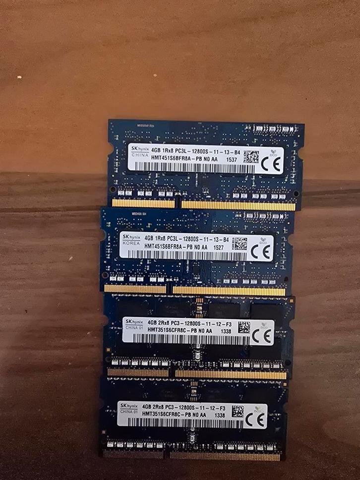 SK Hynix China 4GB PC3-12800S laptop ramgeheugen 4 stuks, Computers en Software, RAM geheugen, Zo goed als nieuw, Desktop, 4 GB