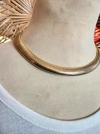 YV6235: Vintage 80s Omega Style Necklace kettin, Ophalen of Verzenden, Gebruikt, Goud, Overige materialen