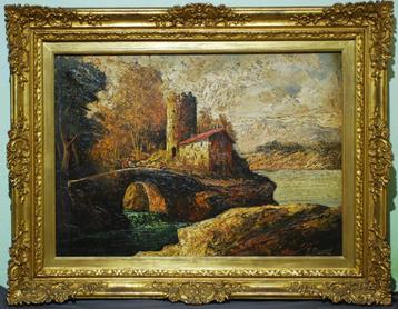 Olieverfschilderij - Gino Grignani - Landschap met rivier beschikbaar voor biedingen