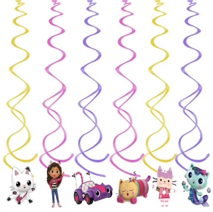 Nieuwe Gabby's Dollhouse spiraal / swirl slingers.Versiering, Hobby en Vrije tijd, Feestartikelen, Nieuw, Versiering, Verjaardag