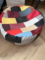 Leren Poef - Patchwork Design, handmade, Ophalen of Verzenden, Zo goed als nieuw, Overige kleuren, Overige typen