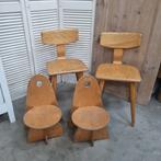 Houten stoelen set van 4, Huis en Inrichting, Stoelen, Gebruikt, Bruin, Vintage, Ophalen of Verzenden