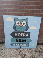 Geboortebord - Ooievaar - Uiltje - Geboorte, Ophalen, Zo goed als nieuw, Geboortebord