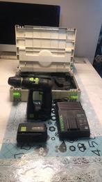 TEKOOP FESTOOL C12 met 2 ACCU ,OPLADER EN SYSTAINER (BOX), Variabele snelheid, Gebruikt, Ophalen of Verzenden, 400 tot 600 watt