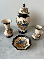 Onbeschadigd set origineel flora Gouda plateel, Antiek en Kunst, Ophalen