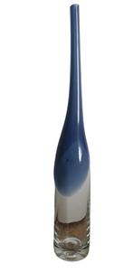 Hoge glazen incalmo flesvaas helder & blauw glas 43 cm 1510, -, -, Ophalen of Verzenden, Zo goed als nieuw