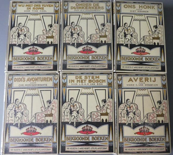6 Bekroonde boeken Van Holkema & Warendorf’s Uitg. 1928, Antiek en Kunst, Antiek | Boeken en Bijbels, Ophalen of Verzenden