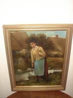 British school (XlX), Pretty woman returning from the field., Ophalen of Verzenden