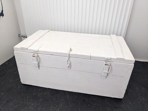 Grote oude witte kist L75 x B41 x H32 cm, Huis en Inrichting, Woonaccessoires | Kisten, Gebruikt, Minder dan 50 cm, Minder dan 50 cm