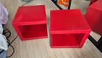 2 nachtkastjes (rood), Huis en Inrichting, Slaapkamer | Nachtkastjes, Ophalen, Gebruikt, Metaal of Aluminium, 45 tot 65 cm