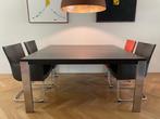 Bert Plantagie Bridge eettafel 160x160 Eiken Choco RVS, Huis en Inrichting, Tafels | Eettafels, Ophalen, 150 tot 200 cm, Modern Robust