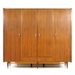 Vintage mid century 4-deurs teak kledingkast jaren '60, Ophalen of Verzenden, Zo goed als nieuw, Mid century design