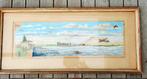 Ingelijste tekening van de Kralingse plas Rotterdam 1945, Antiek en Kunst, Kunst | Schilderijen | Klassiek, Ophalen of Verzenden
