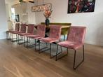 6 zeer nette velvet roze eetkamerstoelen, Overige kleuren, Zo goed als nieuw, Stof, Vijf, Zes of meer stoelen