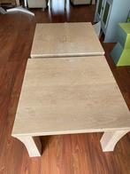 Eiken houten salon tafel 2 atuks, 50 tot 100 cm, Minder dan 50 cm, White wash, Gebruikt