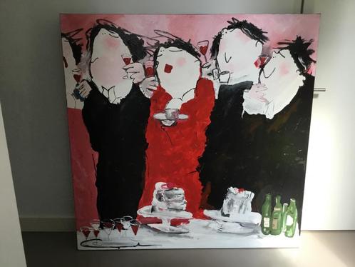 Linnen schilderij gerdine duyssens look a like., Antiek en Kunst, Kunst | Schilderijen | Modern, Ophalen of Verzenden