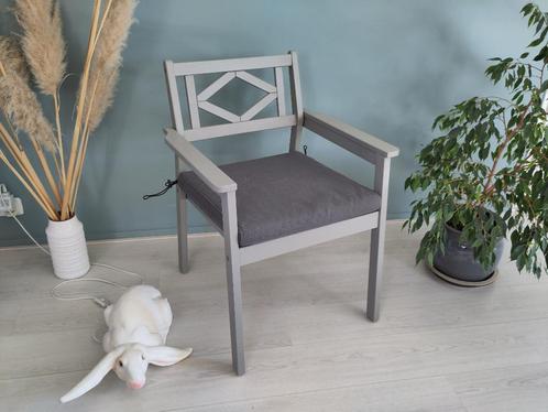 Bondholmen grijze tuinstoel incl kussen, Tuin en Terras, Tuinstoelen, Gebruikt, Hout, Ophalen