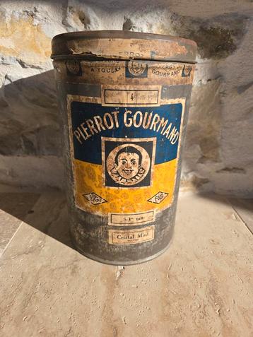 Antiek winkeldisplayblik voor Pierrot Gourmand-lolly's €35 beschikbaar voor biedingen