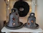Decoratie windlicht / stolp vorm bel met sterren en onderbo, Diversen, Kerst, Ophalen of Verzenden, Zo goed als nieuw