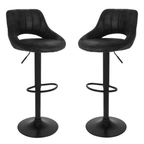 Barkruk Industrial Zwart, set van 2, Huis en Inrichting, Barkrukken, Nieuw, 60 tot 90 cm, Metaal, 2 krukken, In hoogte verstelbaar