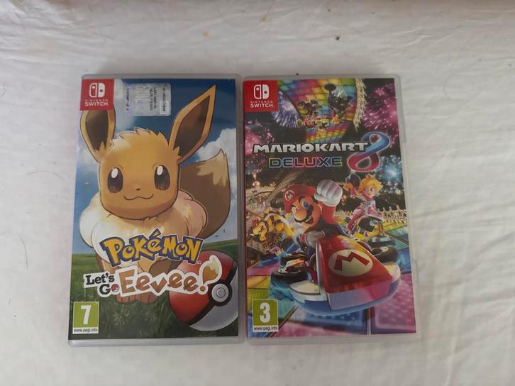Pokémon Let's Go Eevee & Mario Kart 8 Deluxe, Spelcomputers en Games, Games | Nintendo Switch, Zo goed als nieuw, Avontuur en Actie