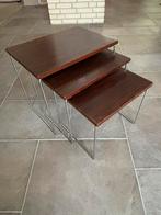 Vintage, retro miniset Nesttafels - Set van 3, Minder dan 55 cm, Gebruikt, Rechthoekig, Hout
