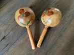 Handgemaakte maraca’s set van 2 kalebas gesigneerd vintage, Ophalen of Verzenden, Gebruikt, Melodische percussie