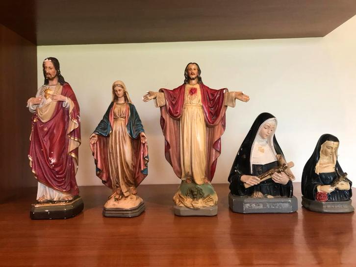 Set van 5 Kerkbeelden, Antiek en Kunst, Antiek | Religie, Ophalen of Verzenden