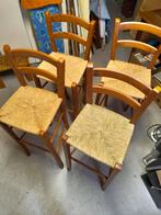 Set bar krukken met rieten zitting, Huis en Inrichting, Stoelen, Ophalen, Riet of Rotan, Gebruikt, Bruin