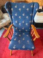 Blauwe Fauteuil met Bloemenmotief, Ophalen, Gebruikt, Vintage, 75 tot 100 cm