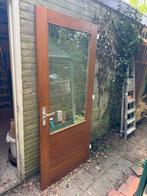 Hardhouten buitendeur, Doe-het-zelf en Verbouw, Deuren en Horren, Ophalen, 80 tot 100 cm, 200 tot 215 cm, Glas