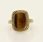Vintage 10K gouden ring met tijgeroog – cabochon – ca. 1950s, Sieraden, Tassen en Uiterlijk, Antieke sieraden, Ophalen of Verzenden