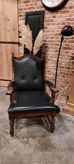 Mooi donkerblauwe leren stoel met hout !, Ophalen