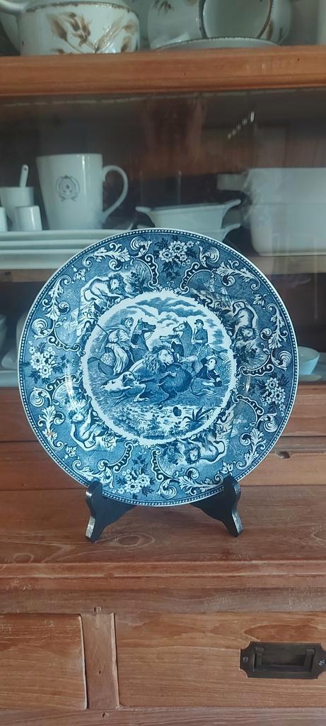 Wandbord Chasse au Lion en Hannibal societe ceramique, Antiek en Kunst, Antiek | Wandborden en Tegels, Ophalen of Verzenden