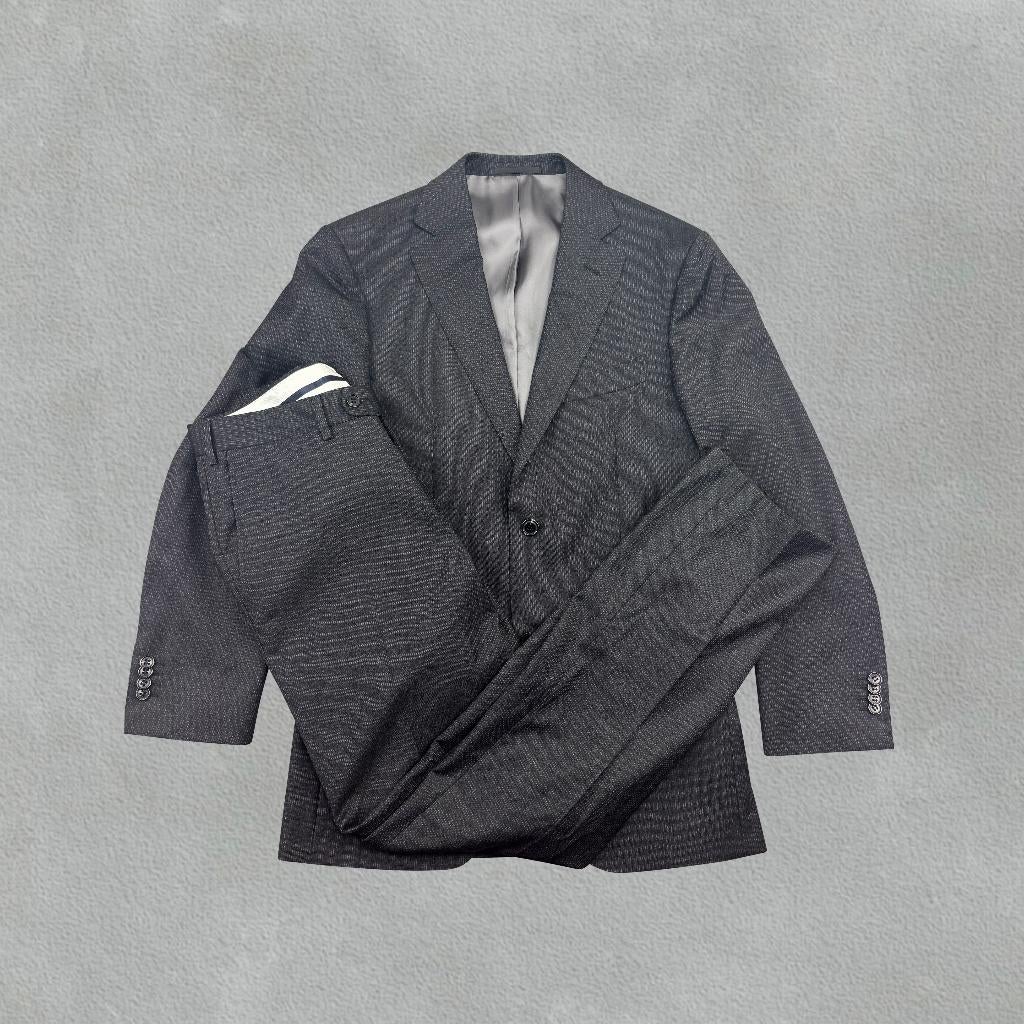 (1049) Zwart/grijs Suitsupply pak - 46 - Zeer goed, Zwart, Ophalen of Verzenden, Zo goed als nieuw, Maat 46 (S) of kleiner