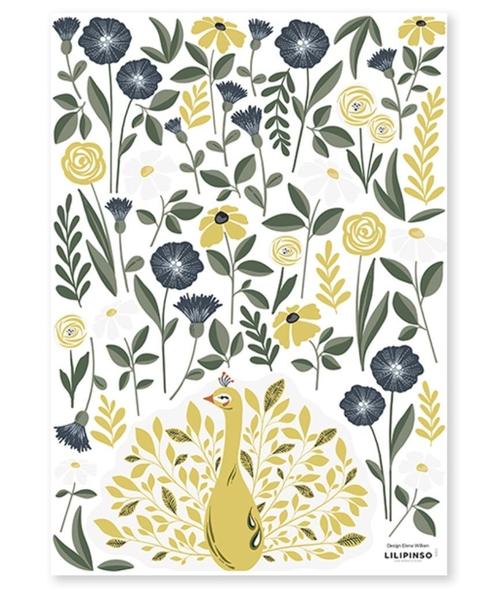 Muursticker Wandsticker Sticker Pauw Bloemen Lilipinso, Kinderen en Baby's, Kinderkamer | Inrichting en Decoratie, Nieuw, Wanddecoratie
