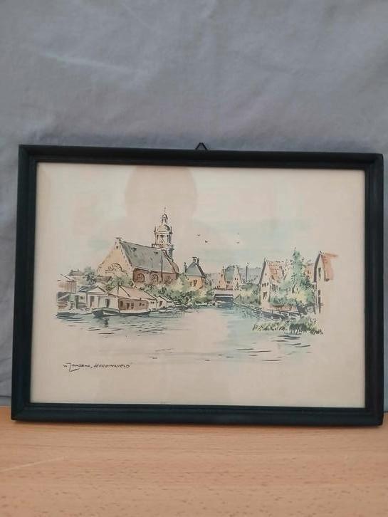 Aquarel van Hardingsveld Giesendam gemaakt  door Wim Jansen, Antiek en Kunst, Kunst | Tekeningen en Foto's, Ophalen of Verzenden